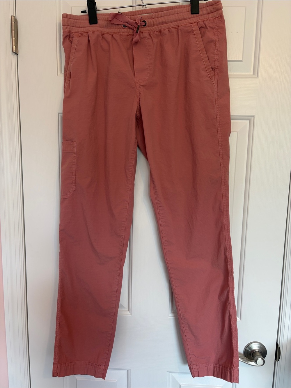 LL Bean Women’s Pink Ripstop Pants Pull On Drawstring Mauve, Size Medium